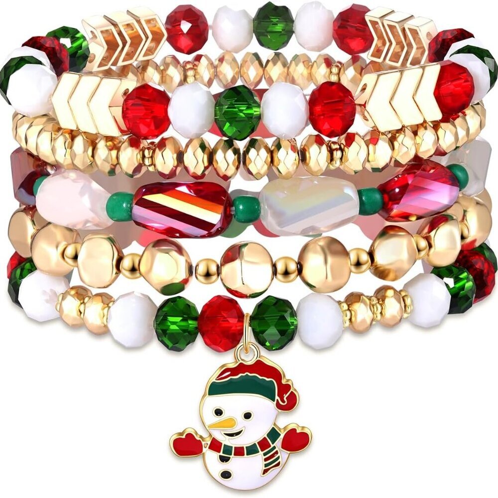 Beaded Bracelet For Woman -Multiple Stackable Layered Bracelets-Rainbow Elastic
